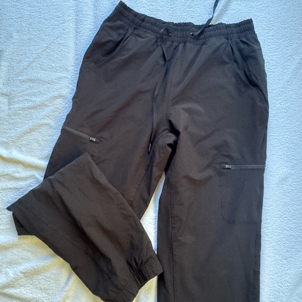 Black thermal sweatpants with linen lining